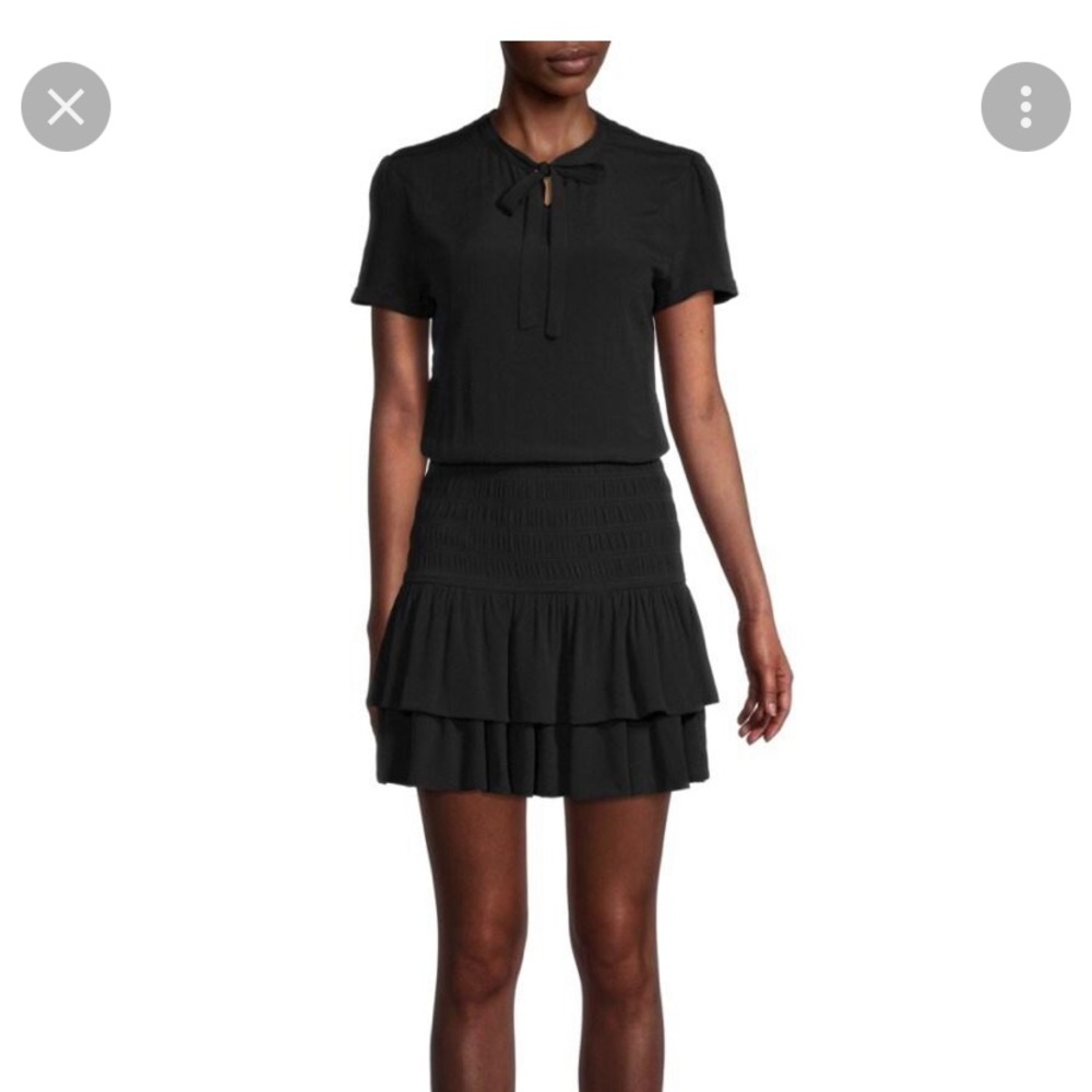 Maje Black Short-Sleeve Smocked Dress